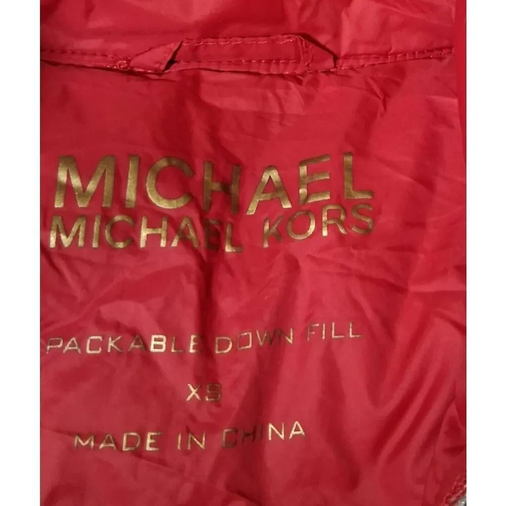 Michael kors womens small red jacket packable down filled puffer coat